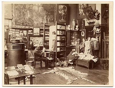 Atelier d'artiste, Paris XIXe siècle.